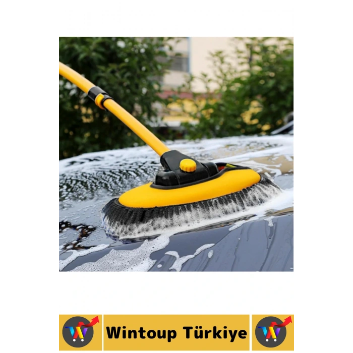 Esnek Başlıklı Islak Kuru Kullanım 50 Cm-102 Cm Ayarlanabilir Teleskopik Saplı Oto Yıkama Fırçası