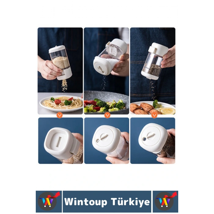 Premium Dayanıklı Toz-Taneli Kullanım Şeffaf Gövde Basmalı Baharatlık Tuzluk Seti 380 ML X 4lü SET