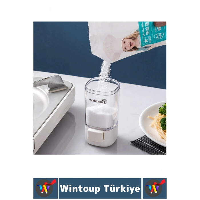 Premium Dayanıklı Toz-Taneli Kullanım Şeffaf Gövde Basmalı Baharatlık Tuzluk Seti 380 ML X 4lü SET
