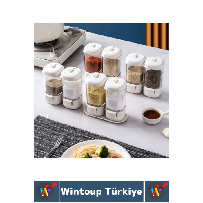 Premium Dayanıklı Toz-Taneli Kullanım Şeffaf Gövde Basmalı Baharatlık Tuzluk Seti 380 ML X 4lü SET