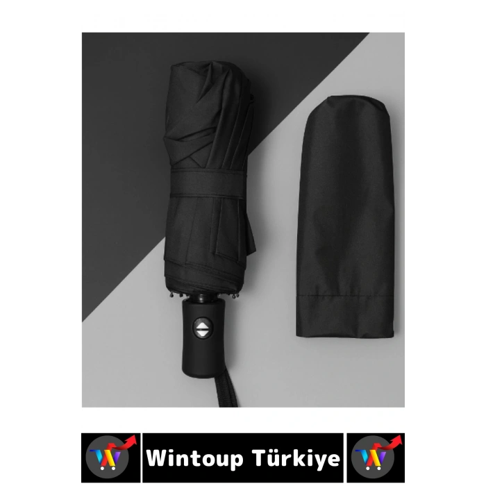 Kompakt Çanta Boy Seyahat Tipi Dayanıklı Otomatik Açma Kapama Güçlendirilmiş 8 Telli Kılıflı Şemsiye