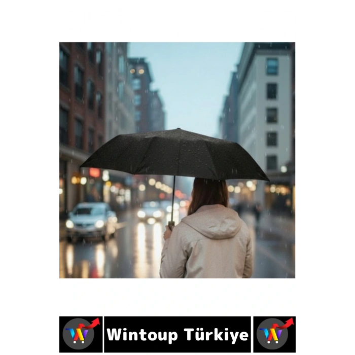 Kompakt Çanta Boy Seyahat Tipi Dayanıklı Otomatik Açma Kapama Güçlendirilmiş 8 Telli Kılıflı Şemsiye