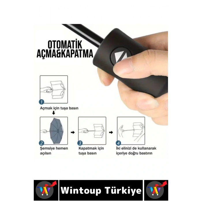 Kompakt Çanta Boy Seyahat Tipi Dayanıklı Otomatik Açma Kapama Güçlendirilmiş 8 Telli Kılıflı Şemsiye