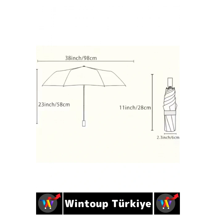 Kompakt Çanta Boy Seyahat Tipi Dayanıklı Otomatik Açma Kapama Güçlendirilmiş 8 Telli Kılıflı Şemsiye