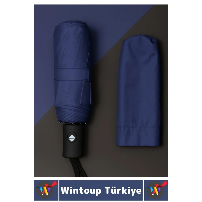 Kompakt Çanta Boy Seyahat Tipi Dayanıklı Otomatik Açma Kapama Güçlendirilmiş 8 Telli Kılıflı Şemsiye