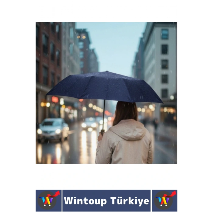 Kompakt Çanta Boy Seyahat Tipi Dayanıklı Otomatik Açma Kapama Güçlendirilmiş 8 Telli Kılıflı Şemsiye