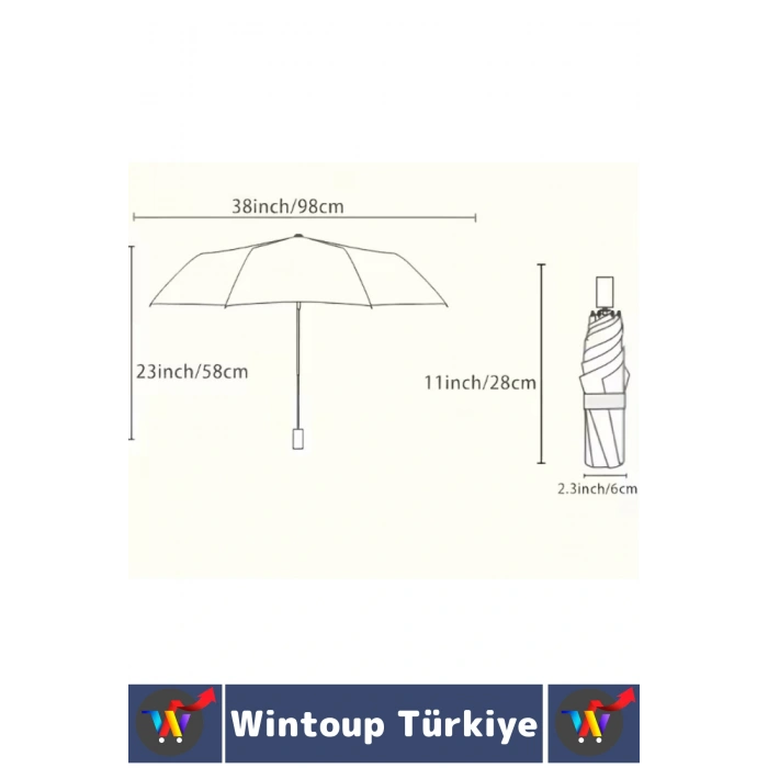 Kompakt Çanta Boy Seyahat Tipi Dayanıklı Otomatik Açma Kapama Güçlendirilmiş 8 Telli Kılıflı Şemsiye