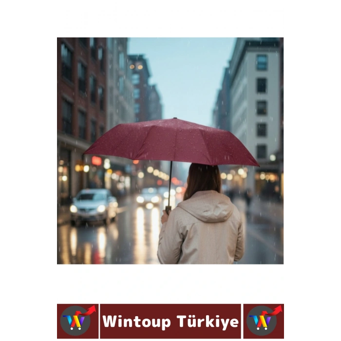 Kompakt Çanta Boy Seyahat Tipi Dayanıklı Otomatik Açma Kapama Güçlendirilmiş 8 Telli Kılıflı Şemsiye