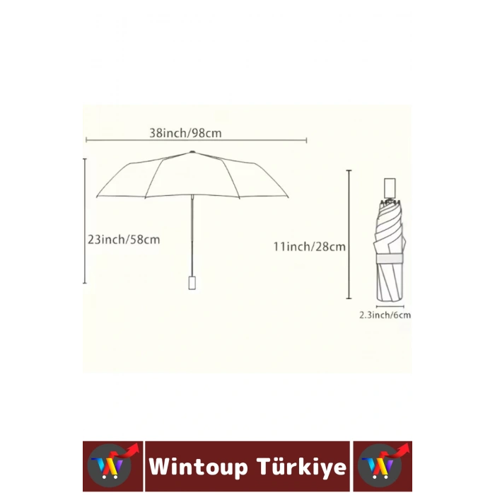 Kompakt Çanta Boy Seyahat Tipi Dayanıklı Otomatik Açma Kapama Güçlendirilmiş 8 Telli Kılıflı Şemsiye