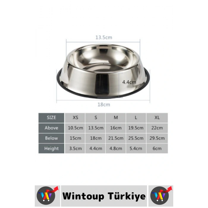 Premium Yüksek Kaliteli Dayanıklı Kaymaz Kauçuk Taban Evcil Hayvan Kedi Köpek Mama Su Kabı 18 Cm