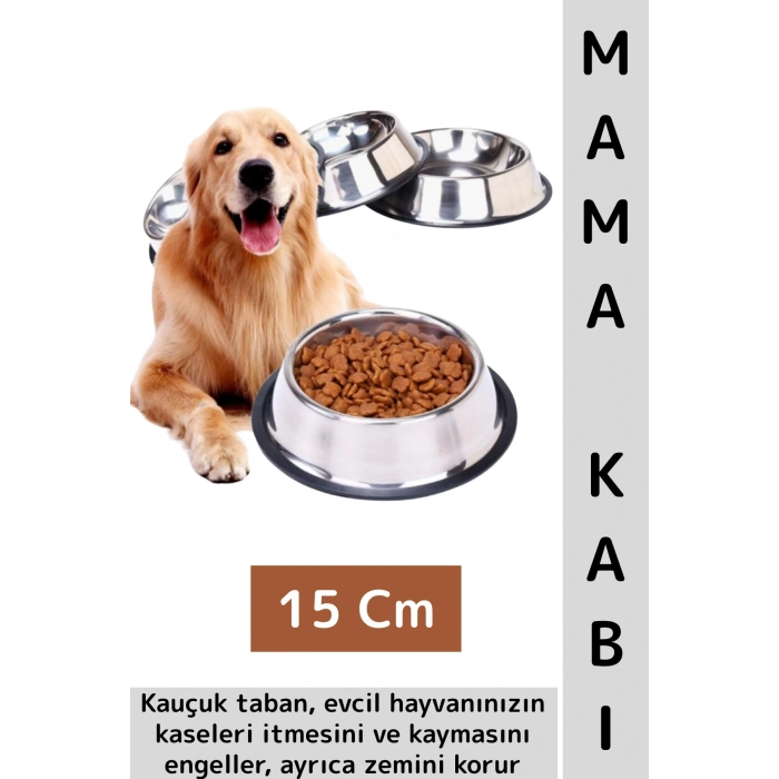 Premium Yüksek Kaliteli Dayanıklı Kaymaz Kauçuk Taban Evcil Hayvan Kedi Köpek Mama Su Kabı 15 Cm
