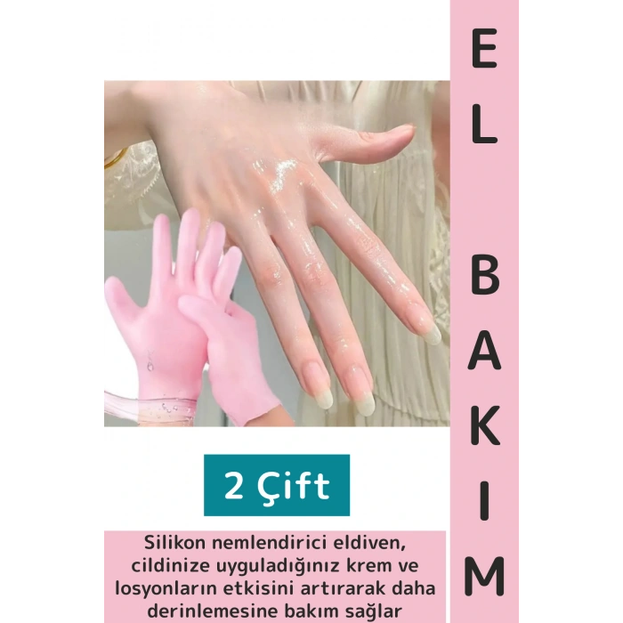 Kadın Güzellik Cilt El Derinlemesine Bakım Konforlu Rahat Esnek Silikon Nemlendirici Eldiven 2 Çift