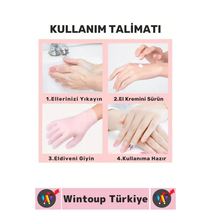 Kadın Güzellik Cilt El Derinlemesine Bakım Konforlu Rahat Esnek Silikon Nemlendirici Eldiven 2 Çift