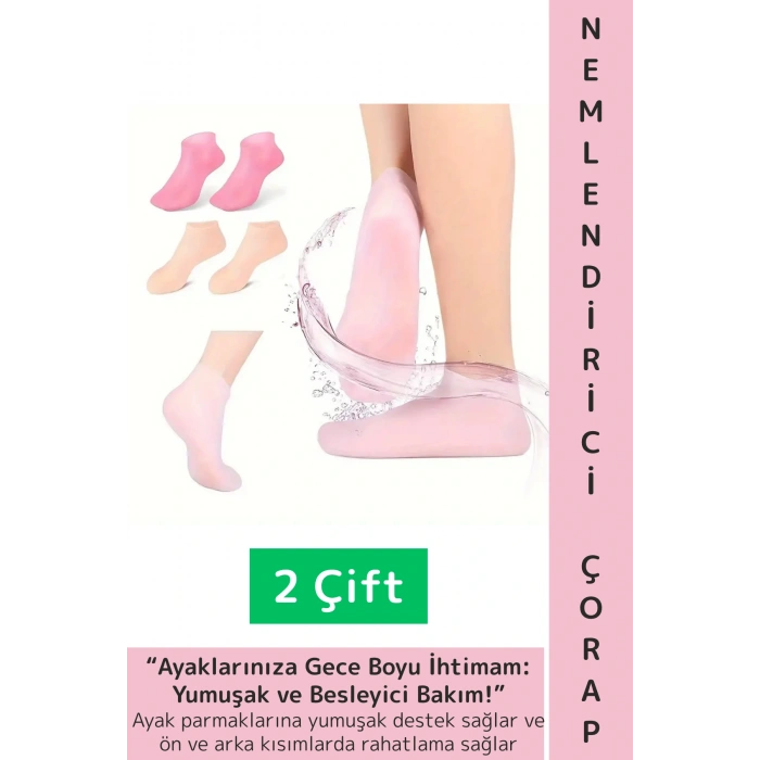 Kadın Ayak Bakım Güzelleştirici Sızdırmaz Yumuşak Elastik Silikon Jel Ayak Nemlendirici Çorap 2 Çift