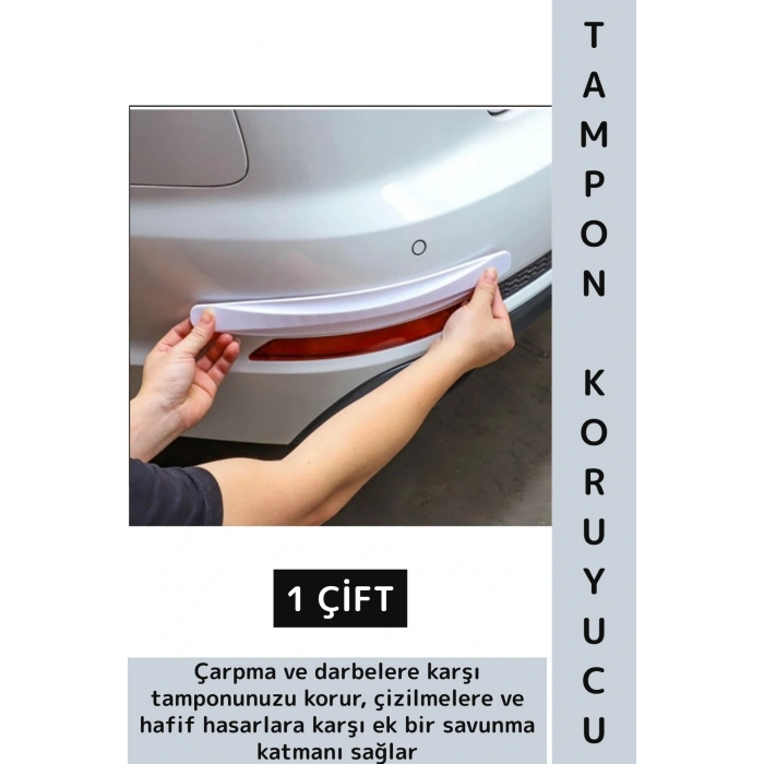 Kendinden Yapışkanlı Otomobil Çarpma Çizilme Önleyen Beyaz Karbon Desenli Şık Araba Tampon Koruyucu