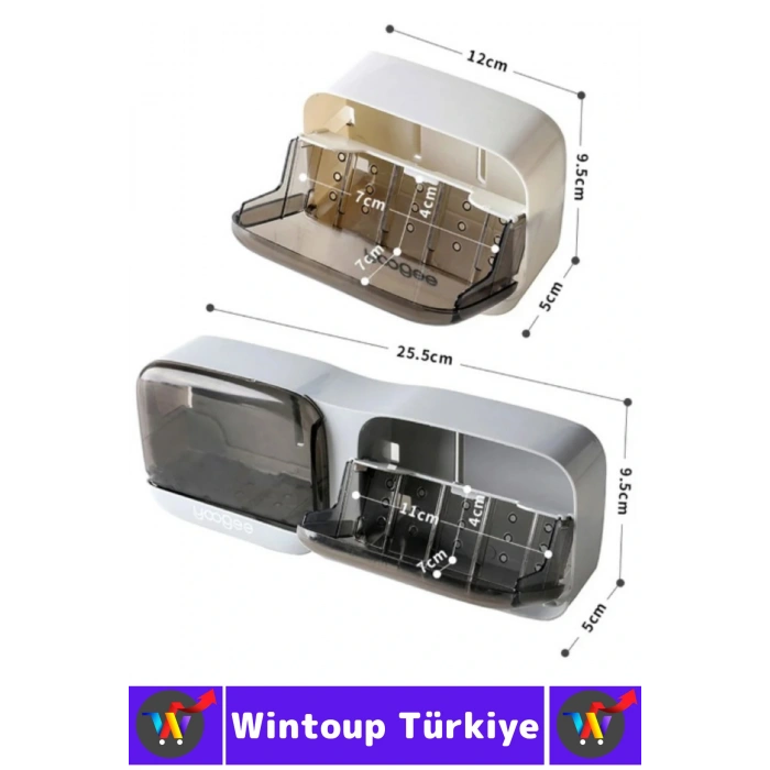 Kendinden Yapışkanlı Montajsız Banyo Mutfak Sabun Erime Önleyen Kapaklı Estetik 2li Şeffaf Sabunluk