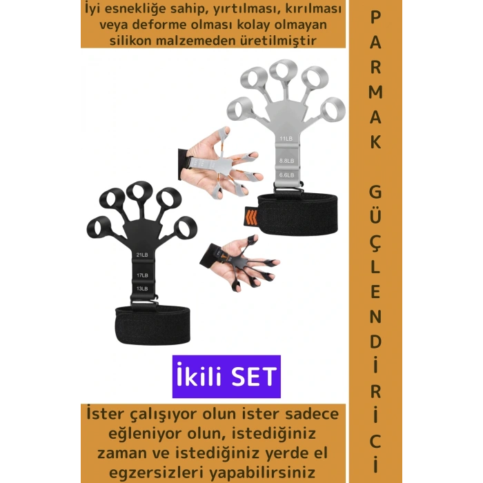 Premium Spor Kas El Bilek Kol Parmak Geliştirme Güçlendirme Esnek Silikon Direnç Lastiği 2li SET