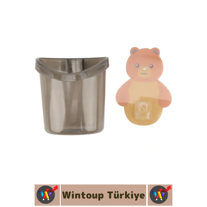 Dayanıklı Asılabilir Kolay Montaj Mutfak Banyo Küçük Eşya Çocuk Odası Sevimli Ayı Figürlü Organizer