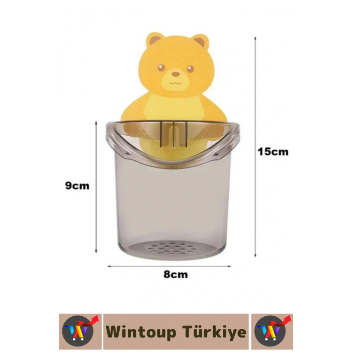 Asılabilir Kolay Montaj Mutfak Banyo Küçük Eşya Çocuk Odası Sevimli Ayı Figürlü Organizer 2 Adet