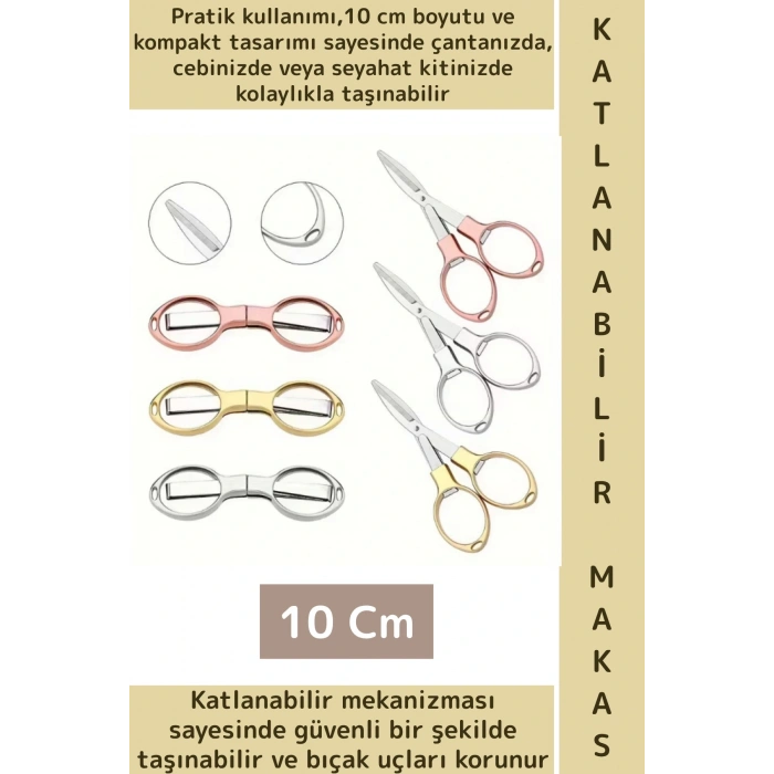 Özel Model Seyahat Kiti Okul Ofis Kamp Outdoor Kullanım Pratik Güvenli Katlanabilir Makas 10 Cm