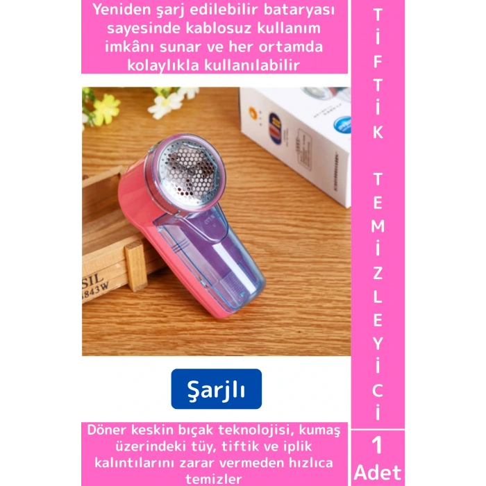 Pratik Hızlı Temizlik Giysi Kumaş Zarar Vermez Kablosuz Kullanım Şarjlı Tüy İplik Tiftik Temizleyici