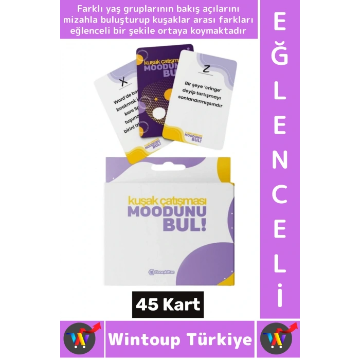 Eğlenceli Aile Arkadaş Genç Yaşlı Nesil Z Kuşağı Mizah Oyunu Moodunu Bul-Kuşak Çatışması 45 Kart