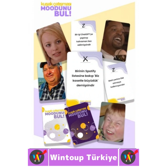 Eğlenceli Aile Arkadaş Genç Yaşlı Nesil Z Kuşağı Mizah Oyunu Moodunu Bul-Kuşak Çatışması 45 Kart