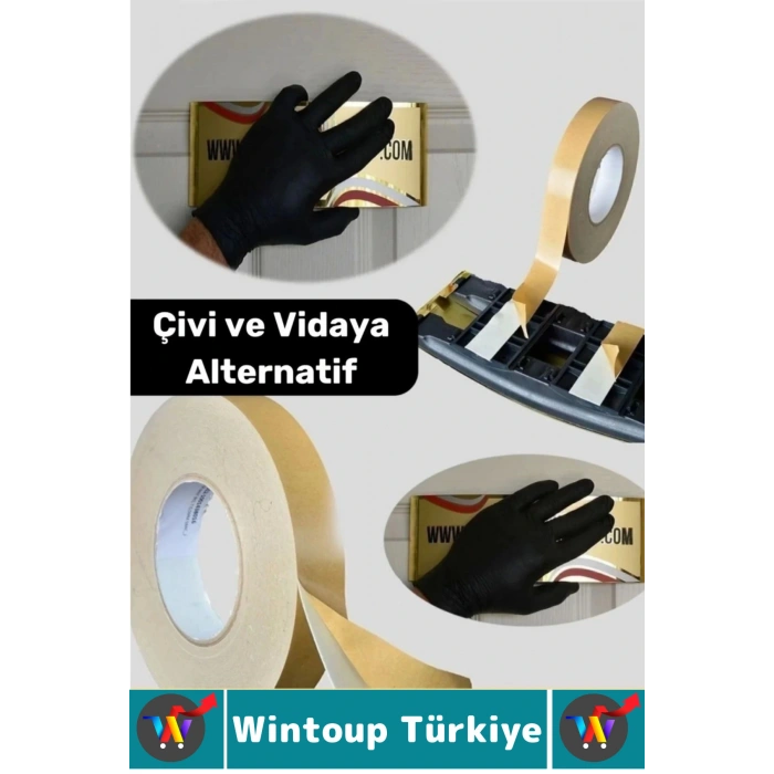 Premium Süper Güçlü Yapışkan İç Mekan Duvar Ahşap Çift Taraflı Köpük Bant 48 Mm x 10 Metre 5 Adet