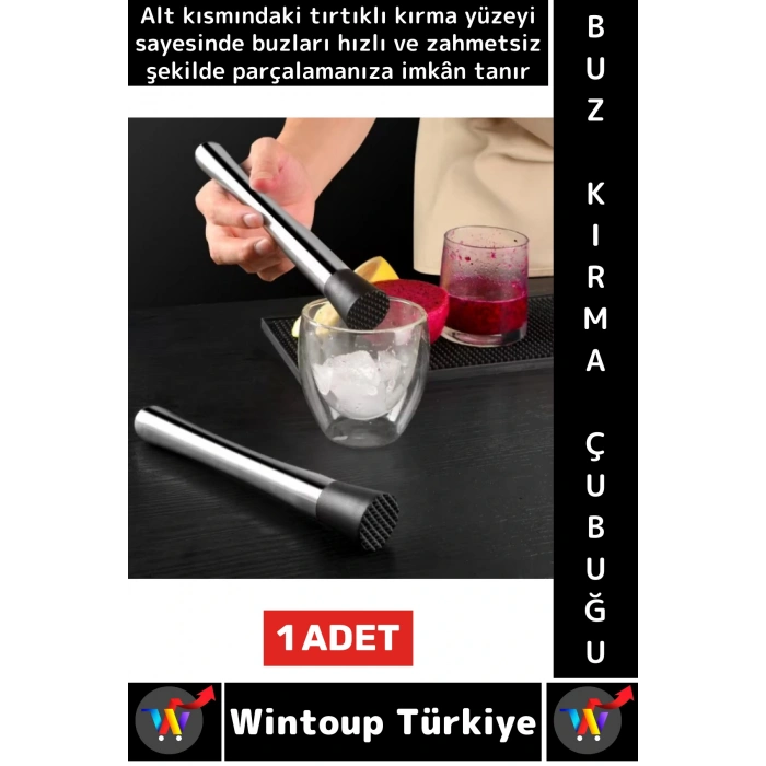 Uzun Ömürlü Ergonomik Tutuş İçecek Kokteyl Bar Meyve Ezme Tırtıklı Zahmetsiz Buz Kırma Çubuğu