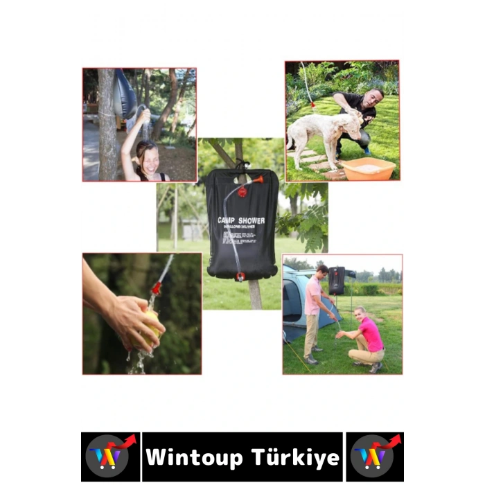 Yüksek Kalite PVC Outdoor Piknik Solar Isıtıcılı Şeffaf Arka Yüzey Pratik Kamp Duş Torbası 20 Litre