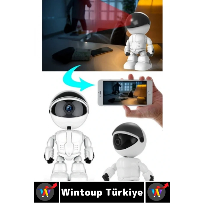 Premium Gece Görüşlü Çift Taraflı Ses Desteği Robot Görünümlü 2.4 G Wi-Fi Çocuk Bebek Odası Kamerası