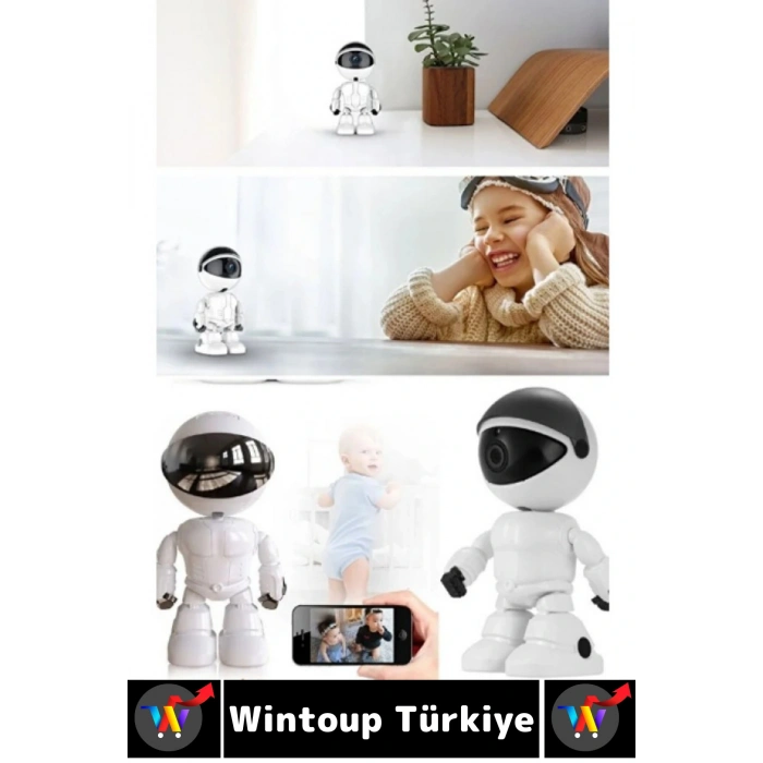 Premium Gece Görüşlü Çift Taraflı Ses Desteği Robot Görünümlü 2.4 G Wi-Fi Çocuk Bebek Odası Kamerası