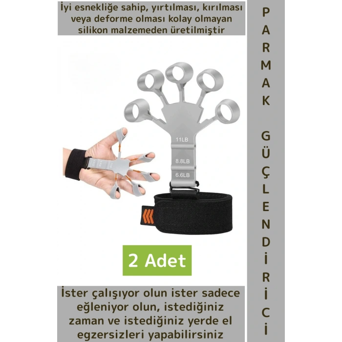 Premium Antrenman Kas El Bilek Kol Parmak Geliştirme Güçlendirme Esnek Silikon Direnç Lastiği 2 Adet