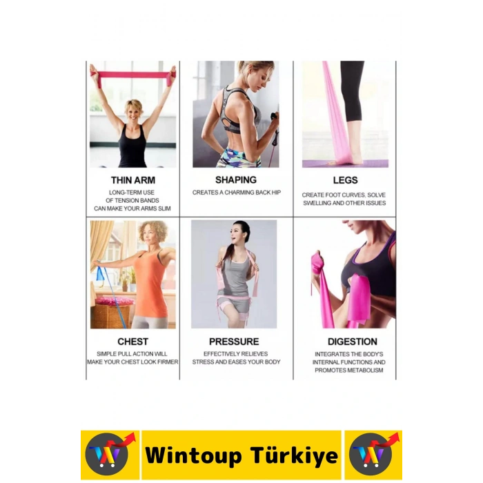 Uzun Ömürlü Fitness Aerobik Esneme Elastik Esnek Orta Sertlik Direnç Özel Kutulu Pilates Bandı