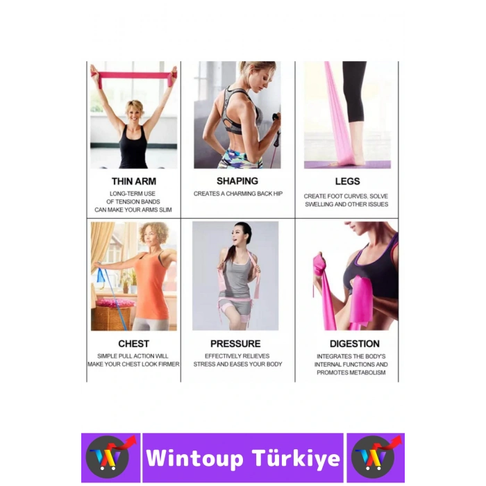 Uzun Ömürlü Fitness Aerobik Esneme Elastik Esnek Orta Sertlik Direnç Özel Kutulu Pilates Bandı