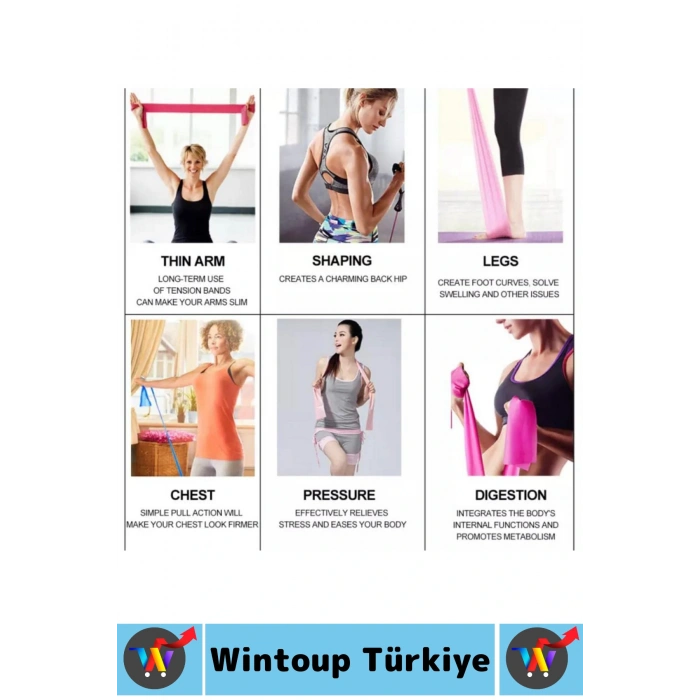 Uzun Ömürlü Fitness Aerobik Esneme Elastik Esnek Orta Sertlik Direnç Özel Kutulu Pilates Bandı