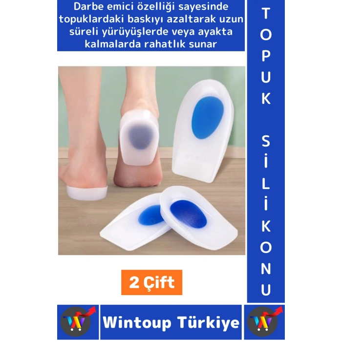 Gündelik Ayakta Duranlar İçin Baskı Azaltan Darbe Emici Rahat Silikon Topuk Konfor Ped Yastık 2 Çift