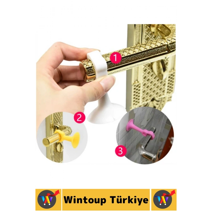 Tüm Kapı Modelleriyle Uyumlu Darbe Hasar Önleyici Vantuzlu Geçmeli Renkli Kapı Kolu Stoperi 4 Adet