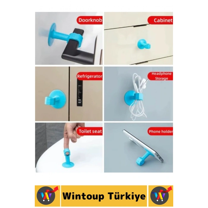 Tüm Kapı Modelleriyle Uyumlu Darbe Hasar Önleyici Vantuzlu Geçmeli Renkli Kapı Kolu Stoperi 4 Adet