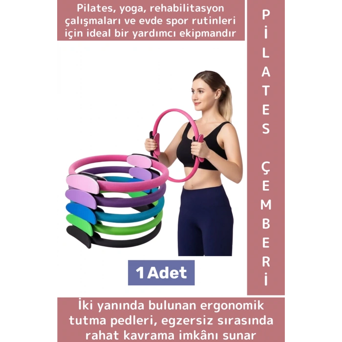 Dayanıklı Fitness Aerobik Bacak Kol Kalça Karın Kas Şekillendiren Güçlendiren Esnek Pilates Çemberi