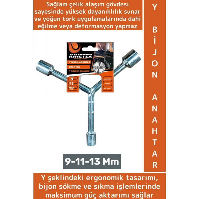 Yüksek Kaliteli Dayanıklı Oto Araç Bakım Motosiklet Bisiklet ATV 9-11-13 Mm Çelik Y Bijon Anahtar