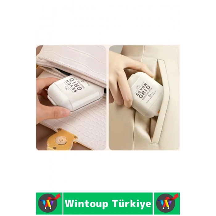 Seyahat Çanta Boy Tablet Kapsül Karışımı Önleyen Kilitli 7 Izgara Bölmeli Pratik İlaç Saklama Kutusu