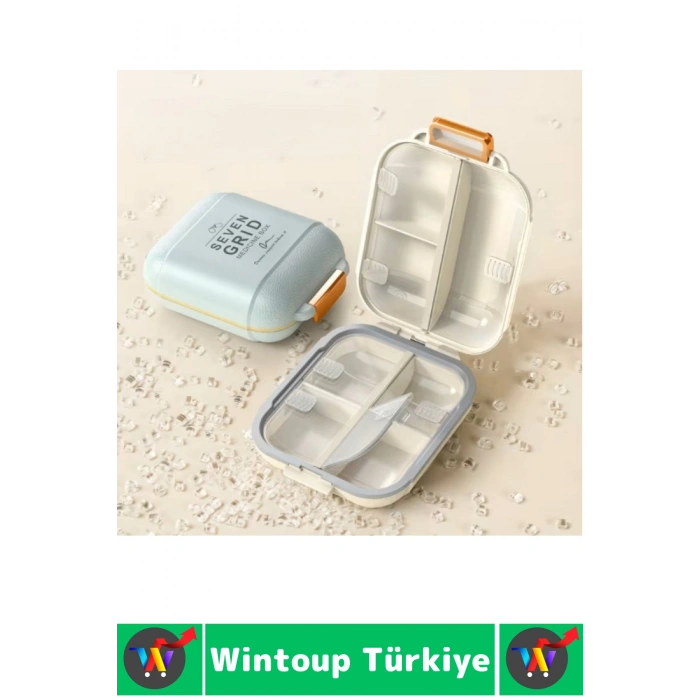 Seyahat Çanta Boy Tablet Kapsül Karışımı Önleyen Kilitli 7 Izgara Bölmeli Pratik İlaç Saklama Kutusu