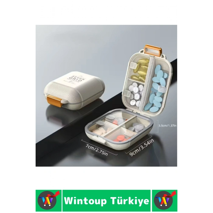 Seyahat Çanta Boy Tablet Kapsül Karışımı Önleyen Kilitli 7 Izgara Bölmeli Pratik İlaç Saklama Kutusu