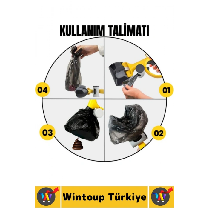 Premium Kolay Kullanım Kedi Köpek Pratik Hijyenik Poşet Hazneli Evcil Hayvan Dışkı Toplama Aparatı