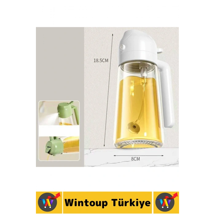 Ergonomik Sızdırmaz Tasarım Yağ Dökme Püskürtme Çift Modlu Özel Başlıklı Cam Yağdanlık 550 ML