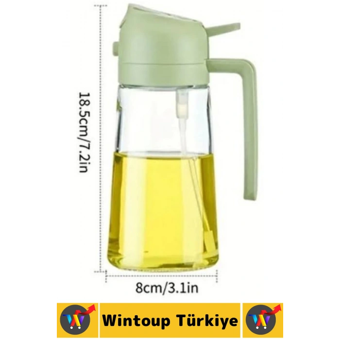Ergonomik Sızdırmaz Tasarım Yağ Dökme Püskürtme Çift Modlu Özel Başlıklı Cam Yağdanlık 550 ML