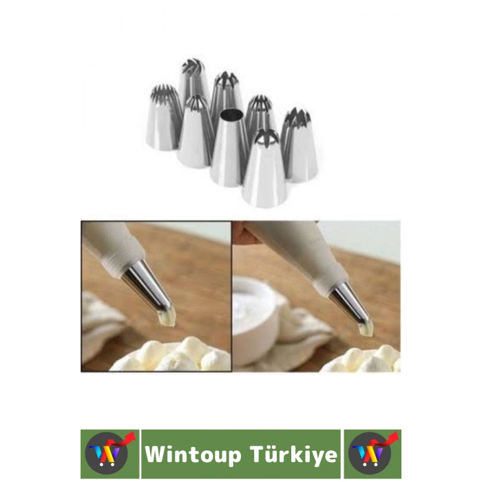 Premium Profesyonel Hobi Kullanım Mutfak Pasta Kek Süsleme Çok Şık Pratik Krema Sıkma Seti 10 Parça