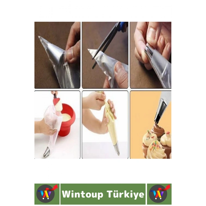 Premium Profesyonel Hobi Kullanım Mutfak Pasta Kek Süsleme Çok Şık Pratik Krema Sıkma Seti 10 Parça