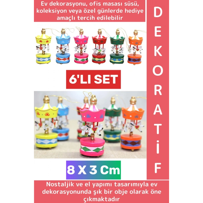 Özel Model Dekoratif Hediyelik Koleksiyon Ev Ofis Masa Üstü Süs Çok Şık Ahşap Atlı Karınca 6lı Set